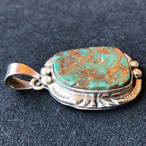 multi colored turquoise pendant set in 925 silver